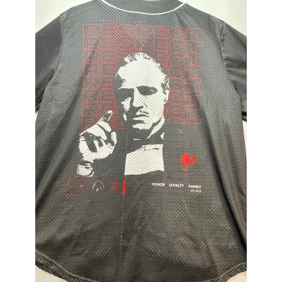 The Godfather baseball jersey shirt mens XL The Don button mesh gray - Picture 6 of 14